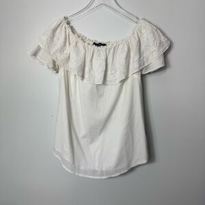Lauren Ralph Lauren Cream Ruffled Off-the-Shoulder Blouse size small 2066